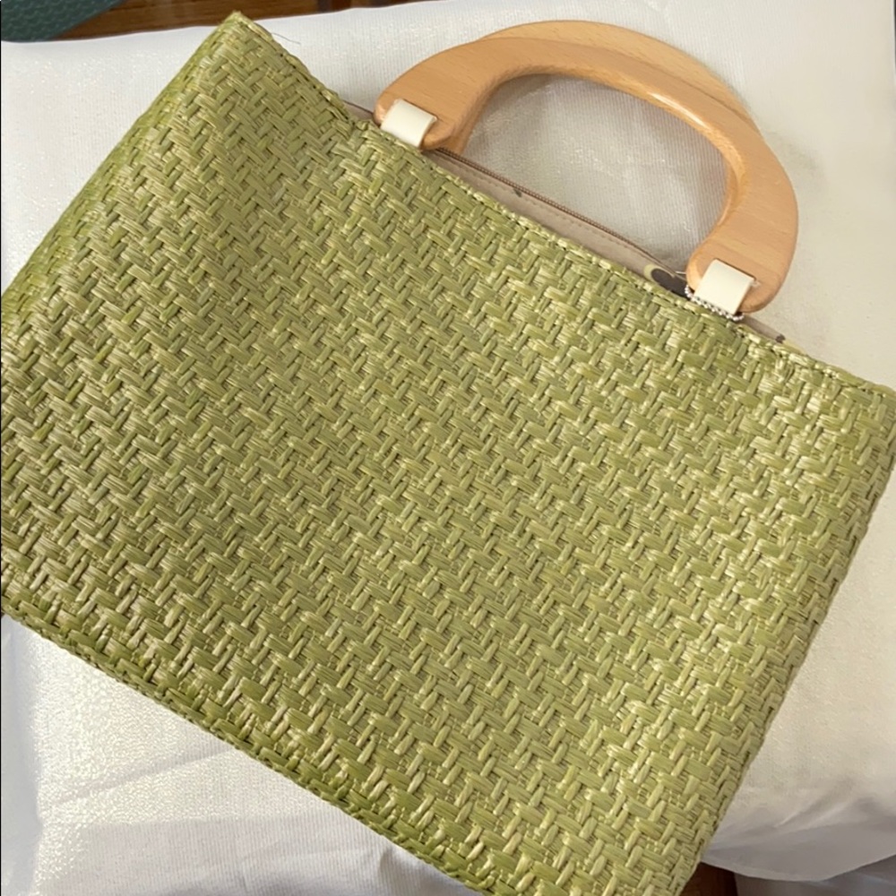 Green Wicker Square Covington Purse
